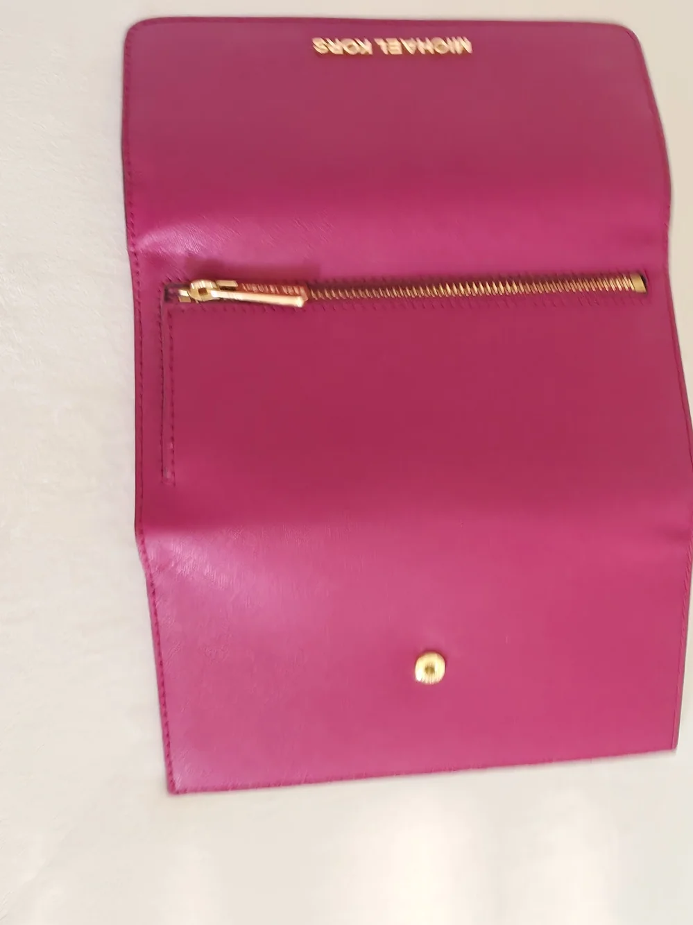 Michael Kors Bright Fuchsia Leather Wallet with Gold Logo